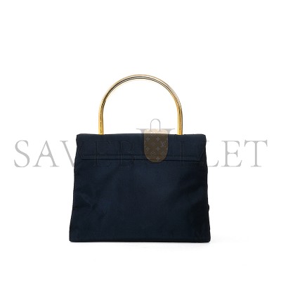 PRADA VINTAGE BLACK NYLON & GOLD TOP HANDLE BAG 1BH608 (21*17*12cm)  PRADA VINTAGE BLACK NYLON & GOLD TOP HANDLE BAG 1BH608 (21*17*12cm)